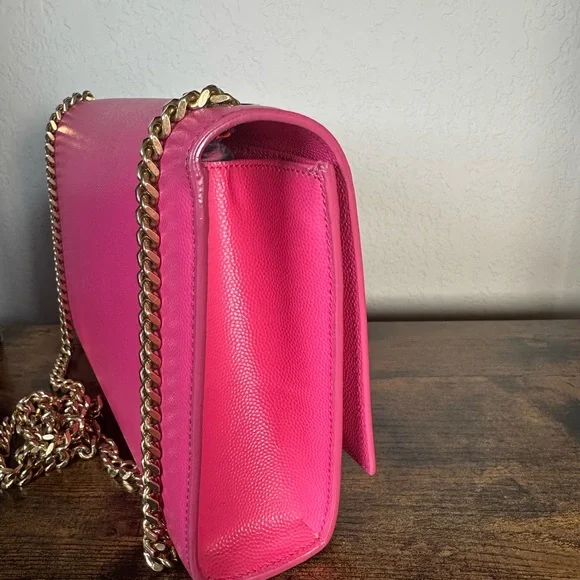 Authentic YSL Saint Laurent Hot Pink Kate Leather Chain Crossbody Bag - Picture 7 of 13